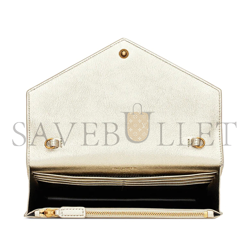 YSL CASSANDRE ENVELOPE CHAIN WALLET IN METALLIZED LEATHER 402031AAAGI7100 (19*12.5*3.5cm)